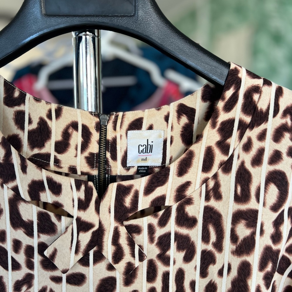 Cabi Leopard Ginger Bow Tank Top Blouse Animal Print Brown 3070 Sz M - Picture 8 of 8